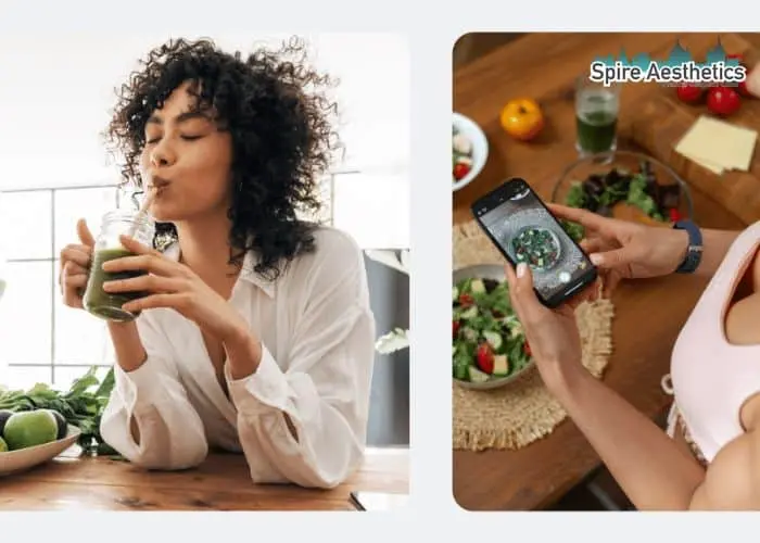 Image of woman looking into her diet and fat freezing Ampthill to improve her health